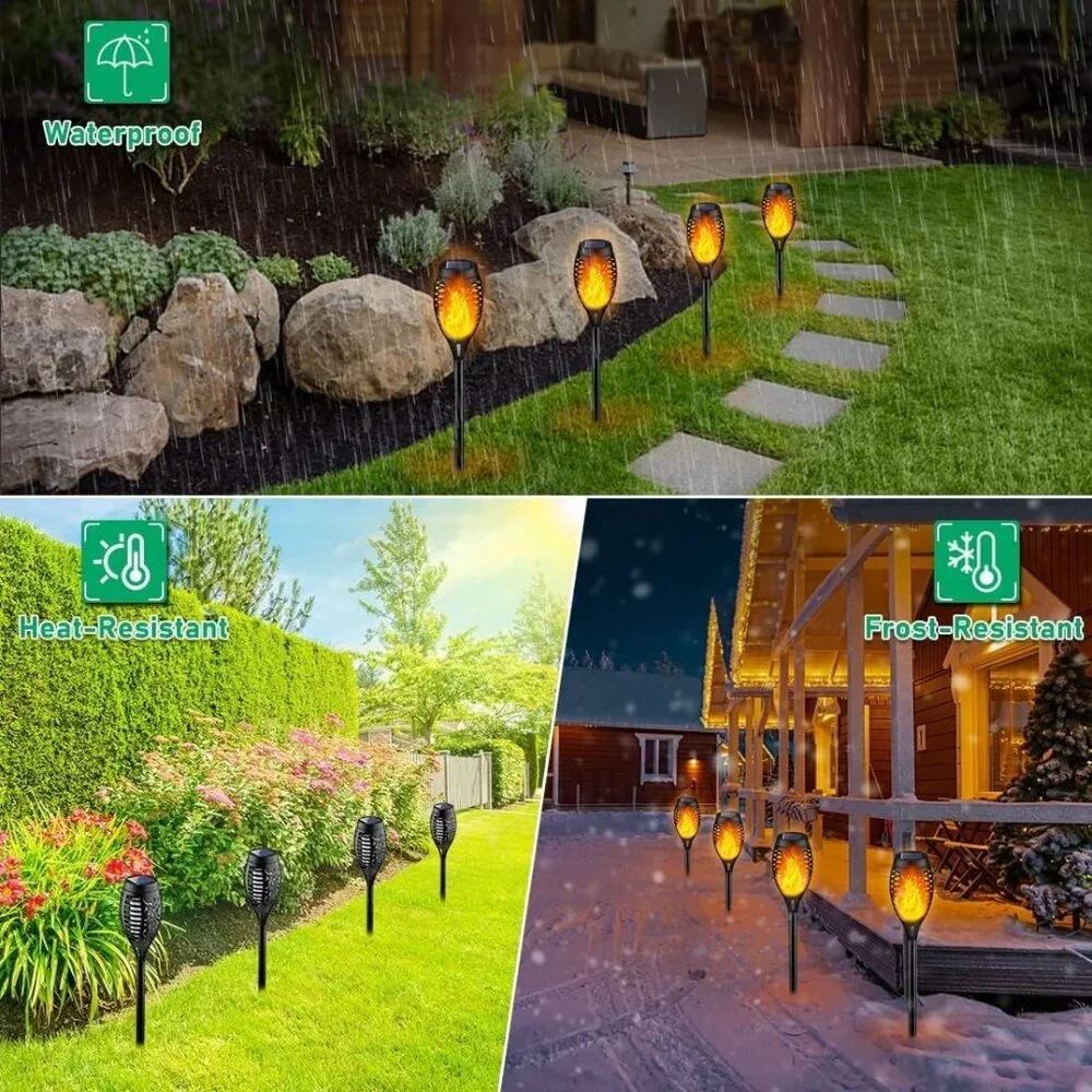 Solar Outdoor Torch Lights Flickering Flame Landscaping Waterproof Set of 8